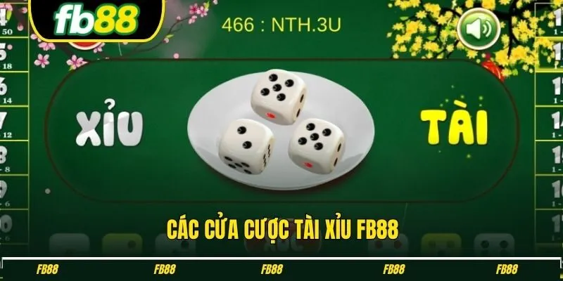 Các cửa cược tài xỉu FB88