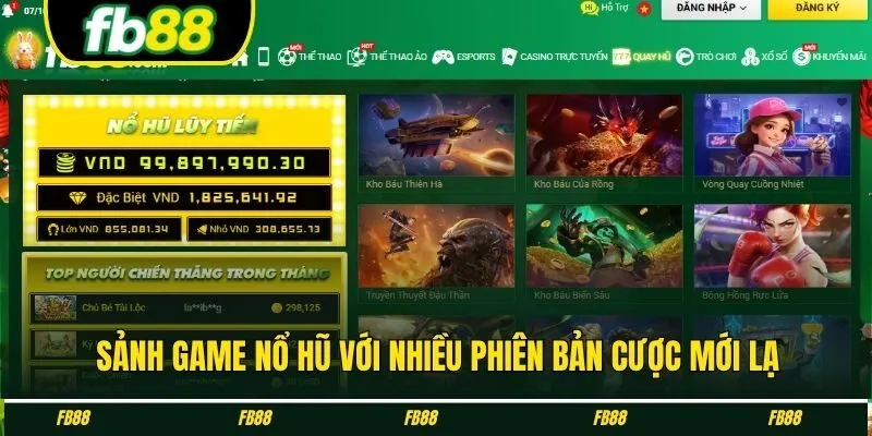 Sảnh game nổ hũ với nhiều phiên bản cược mới lạ