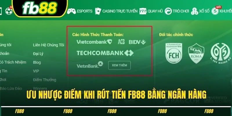 Ưu nhược điểm khi thu thưởng FB88 bằng ngân hàng