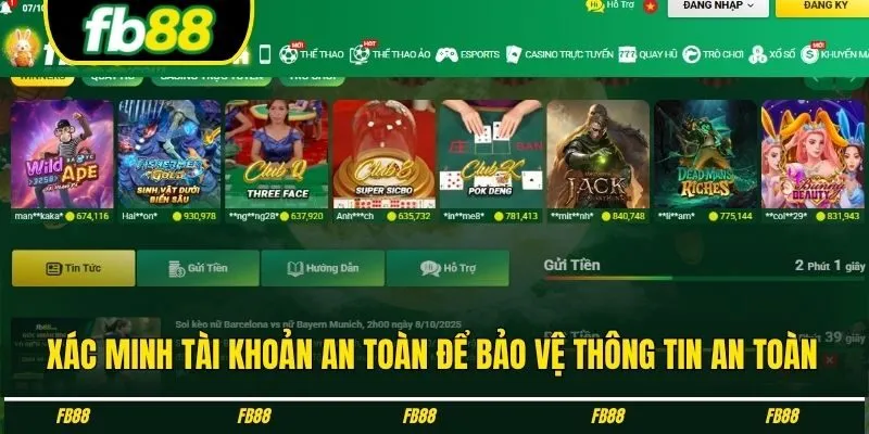 Xác minh tài khoản an toàn để bảo vệ thông tin an toàn